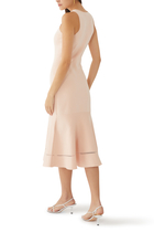 Knitted Midi Dress with Flared Hem